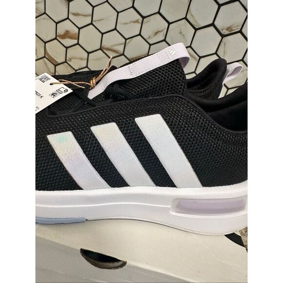 Adidas Black and White Racer TR23K Runner Iridescent Stripe Size Women’s 7 - Picture 2 of 6